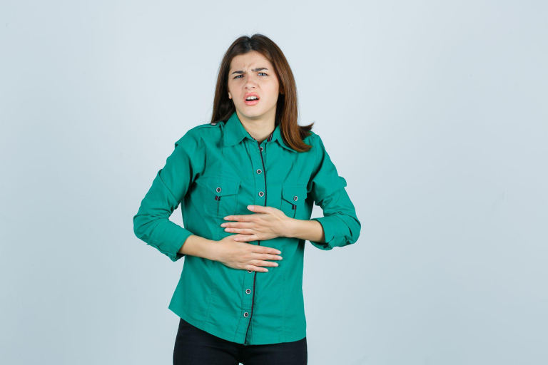 Patient experiencing upper abdominal pain and digestive discomfort.